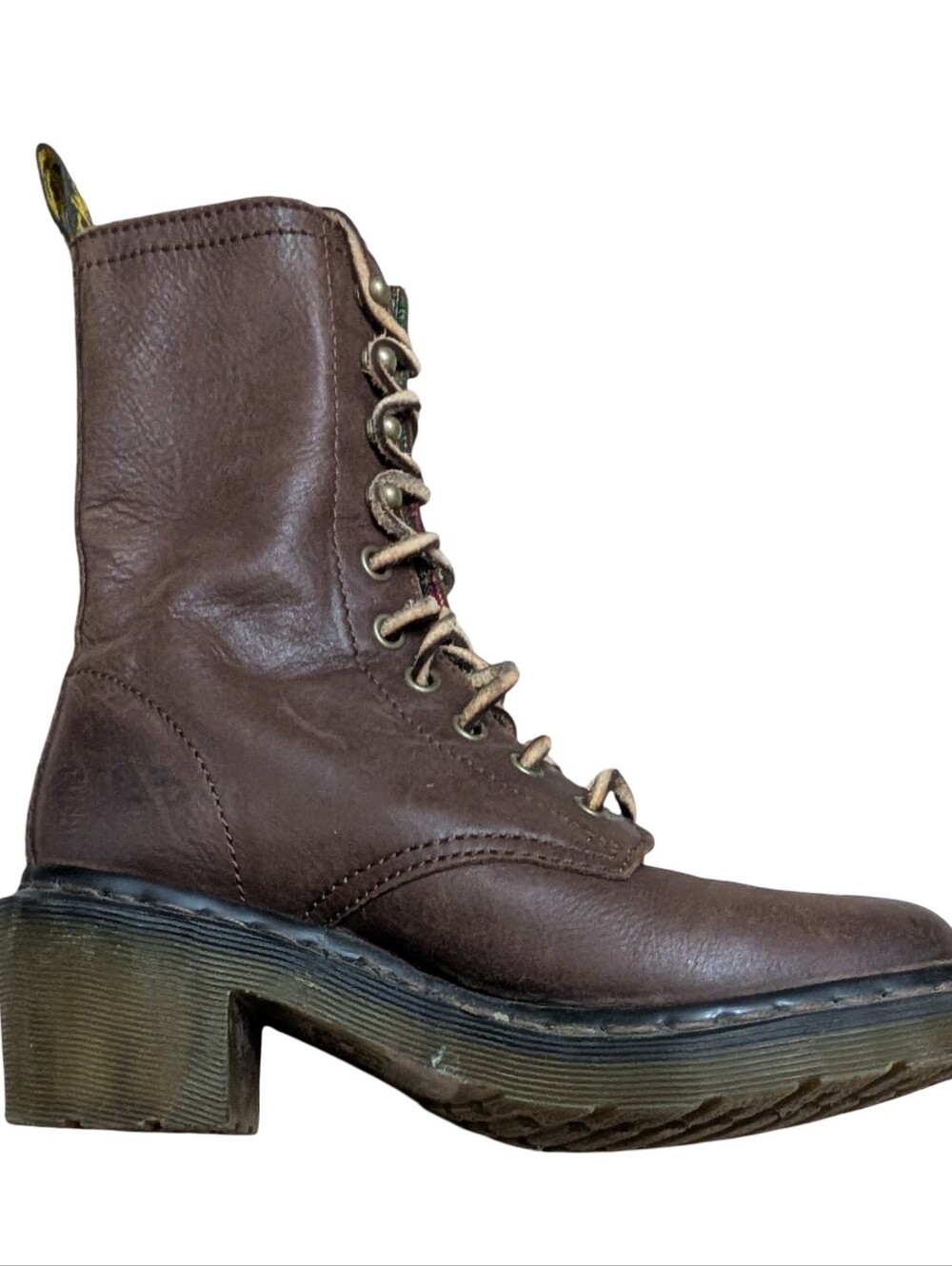 Vintage Dr. Martens Casey lace-up heeled boots in brown leather EU 37